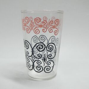 Libbey Pink & Black Scroll Juice Glass 3.75" Vintage MCM